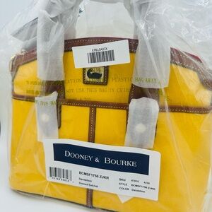 Dooney & Bourke Dandelion Yellow Domed Satchel with Brown & Red Accents